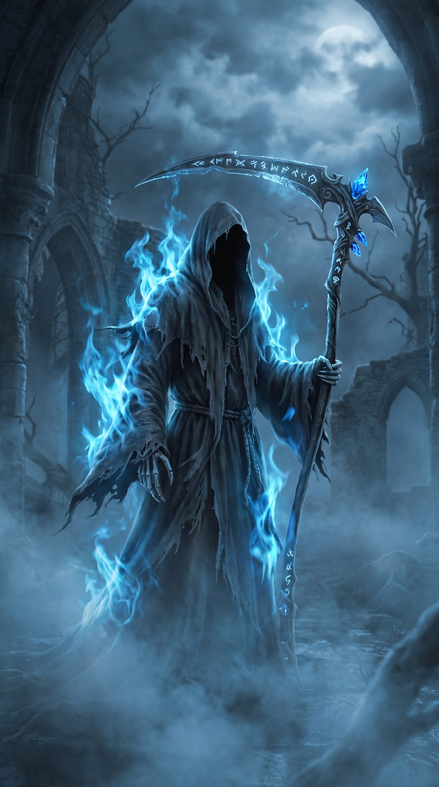 Blue Flame Reaper Wallpaper
